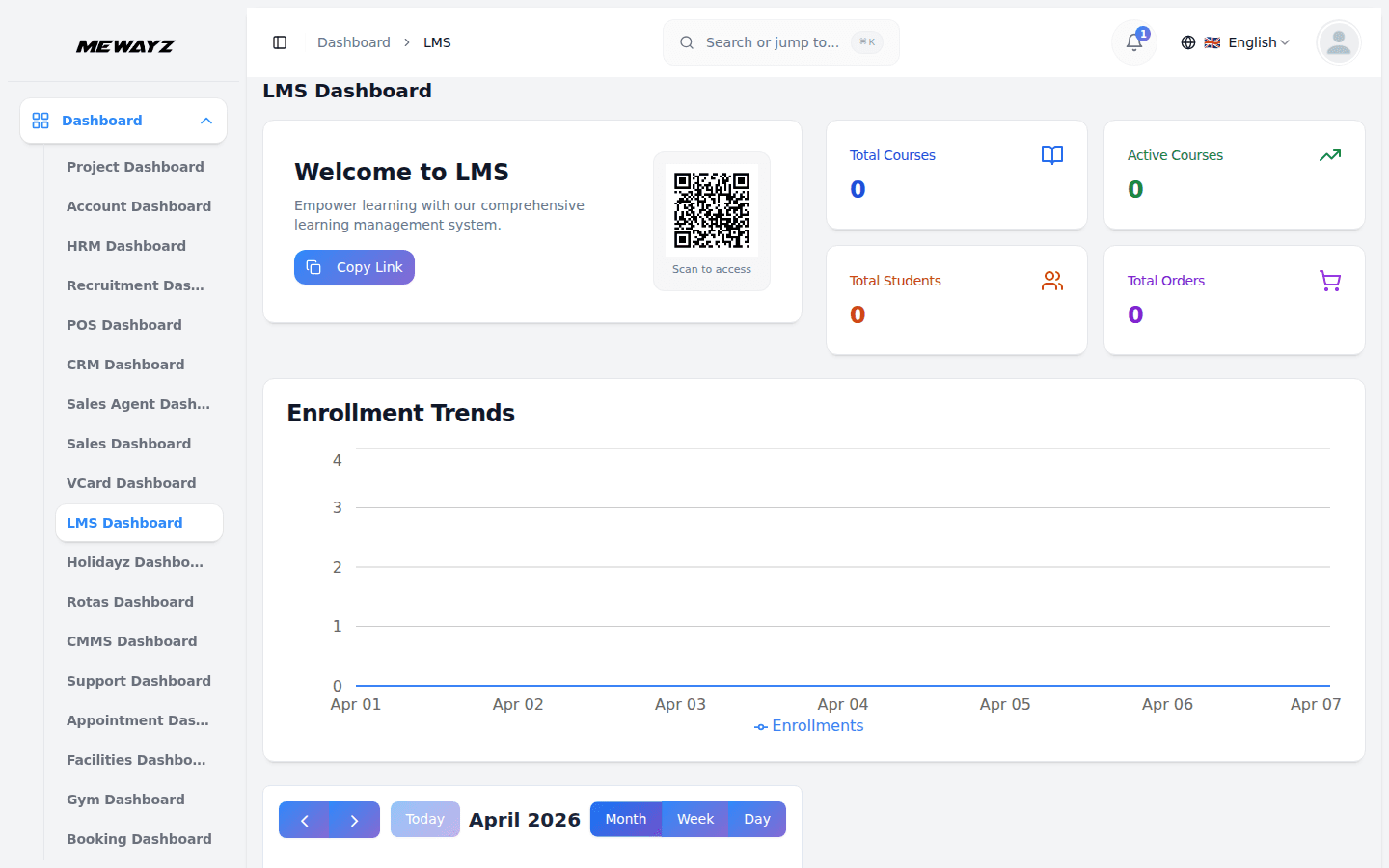 Mewayz LMS & Education — LMS dashboard