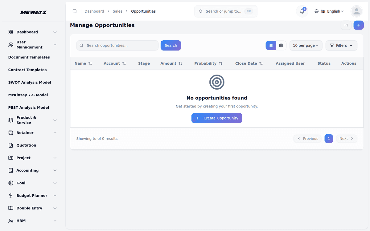 Mewayz CRM — Opportunities