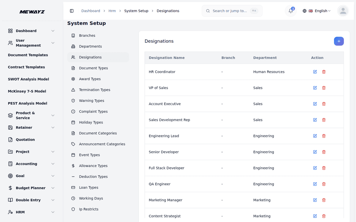 Mewayz HR Management — Designations